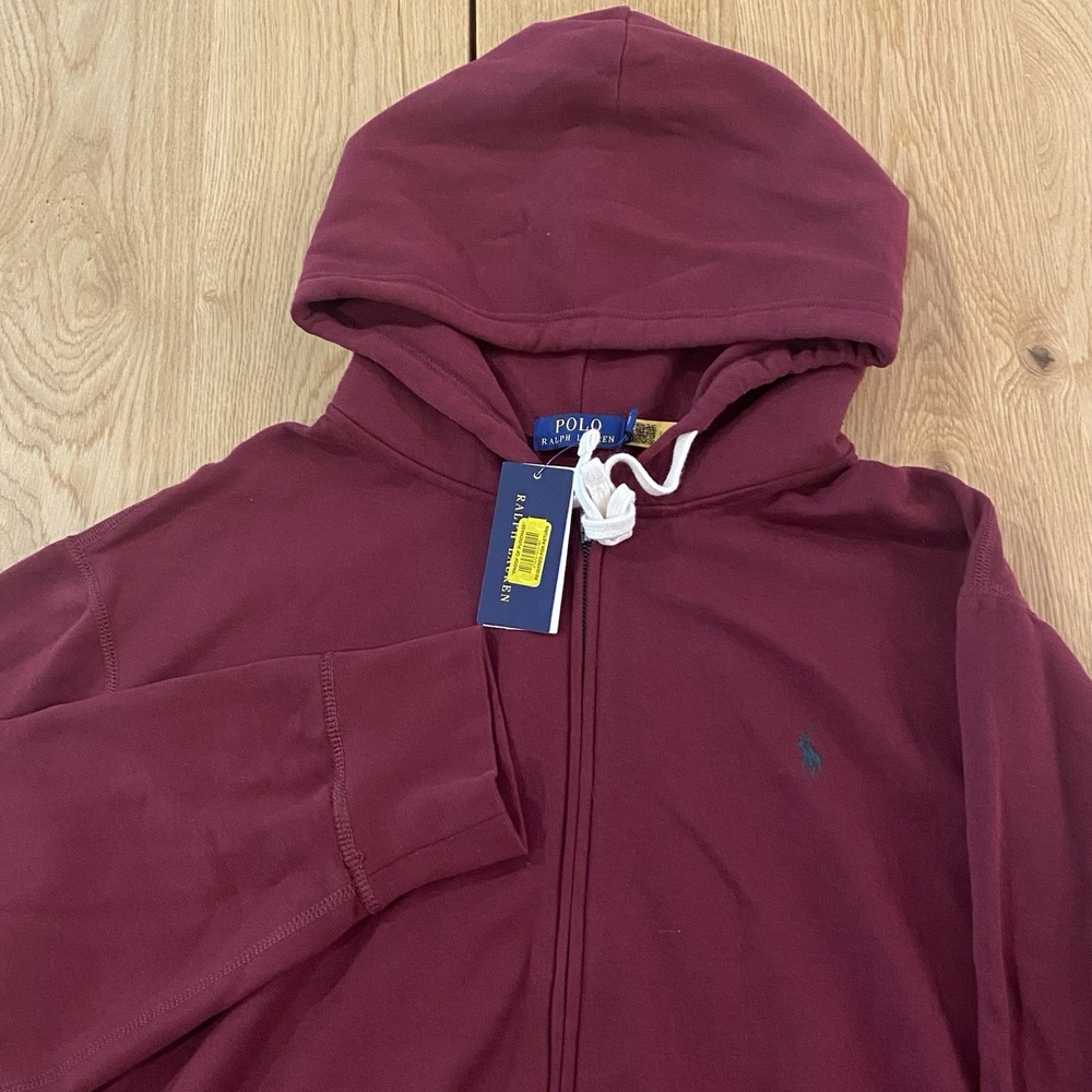 Polo Ralph Lauren Fleece Full‎ Zip Hoodie Color Red Maroon Size XXL New W/ Tags